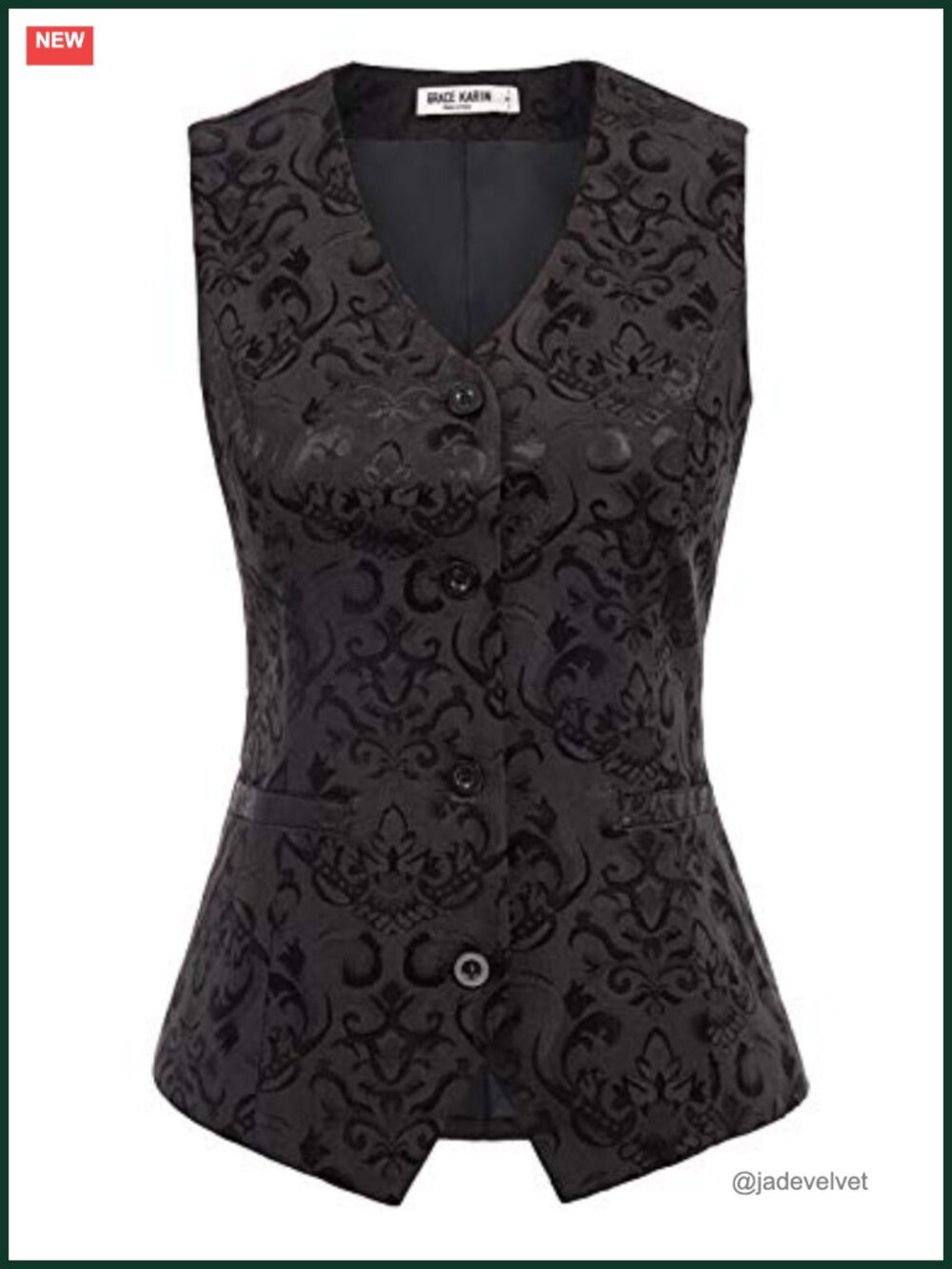 Womens Waistcoat Vest Vintage Steampunk Jacquard Button Up Sleeveless
